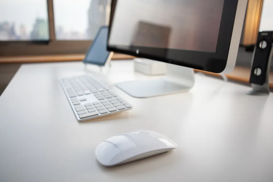 Quiet home office workspace with a notebook
